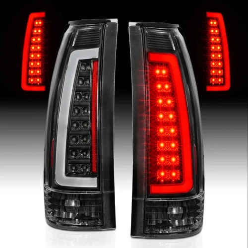 AmeriLite - Juego de luces traseras de tubo LED tipo C para Chevy GMC C/K 1988-1999 tamaño completo, Tahoe Suburban, lado del pasajero y del Negro