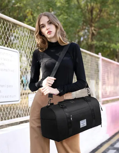 Miniatura 72 de Bolsa de gimnasio con bolsillo húmedo, bolsa de viaje plegable para mujer, bolsa de viaje impermeable para viajes, gimnasio, yoga