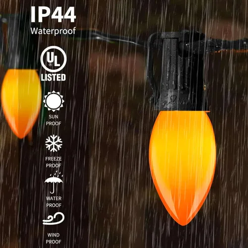 Miniatura 3 de Abeja Paquete de 25 Bombillas de Repuesto C9 para Halloween, Luces de Navidad de Cerámica Naranja para Halloween Patio Exterior Interior Luces