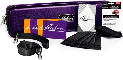 Quiver Time Funda púrpura para transportar cartas Quiver - Caja de almacenamiento para mazos de cartas TCG, bolsa para cartas de juego MTG (+ Correa