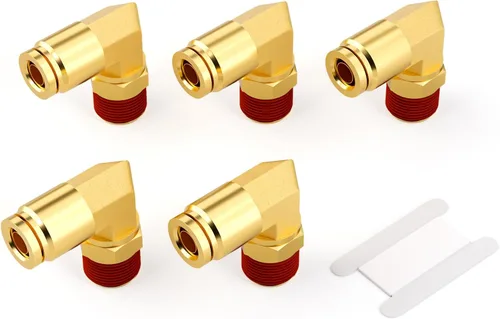 Miniatura 9 de GASHER 5 piezas de latón DOT Push to Connect Fittings, 1/2" NPT x 1/2" OD recto tubo de empuje de aire accesorios de línea de freno de aire