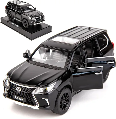 BDTCTK 1/32 Compatible con Lexus LX570 Off-Road en SUV de lujo, auto de juguete de aleación de zinc con sonido y luz para regalo para niños y niñas