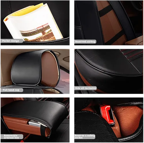 Miniatura 6 de [Entrega en Estados Unidos para Hyundai Santa Cruz - Juego completo de fundas de asiento de coche de cuero impermeable para asiento delantero