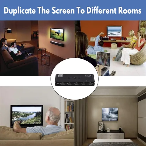 Miniatura 5 de Divisor HDMI 1x4, 4K 60Hz 1 en 4 salidas HDMI Splitter Audio Video Distribuidor Caja Soporte Full Ultra HD, 3D, HDR, Compatible con HDTV, Blu-Ray