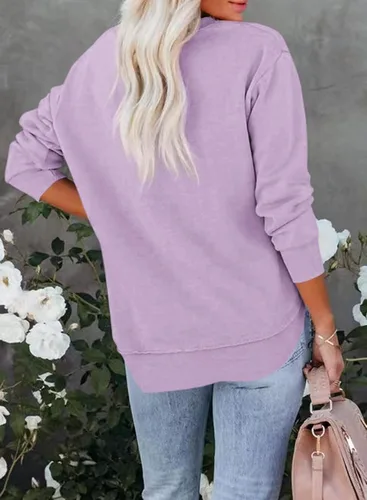 Miniatura 4 de Pkabogbi Sudadera casual de manga larga con cuello redondo para mujer, holgada, ligera, sin botones