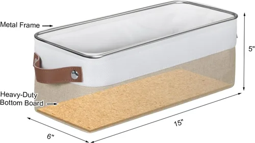 Miniatura 2 de Canastas de almacenamiento de tela pequeñas, 15 x 6 x 5 pulgadas canastas de almacenamiento estrechas, paquete de 4 canastas de almacenamiento
