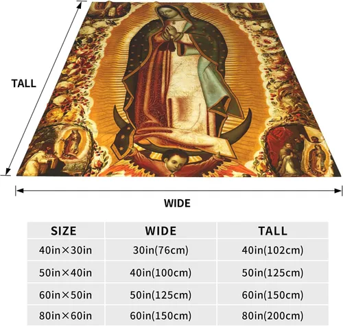 Miniatura 3 de Manta de forro polar matrimonial con diseño de Virgen María y Virgen de Guadalupe y religiosa mexicana católica, manta de franela para dormitorio