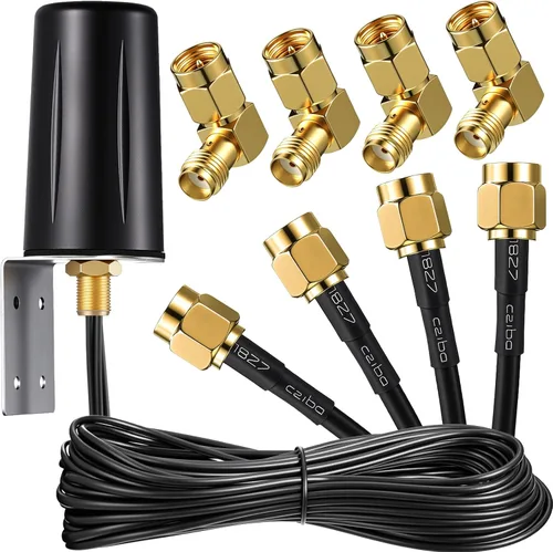 FairySandy 5 unids 5G antena móvil 4x4 MIMO omnidireccional LTE Antena externa con SMA macho a hembra adaptador de ángulo recto para aumentar el