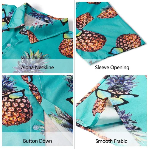 Miniatura 6 de Goodstoworld Camisas hawaianas con botones novedosas para hombre