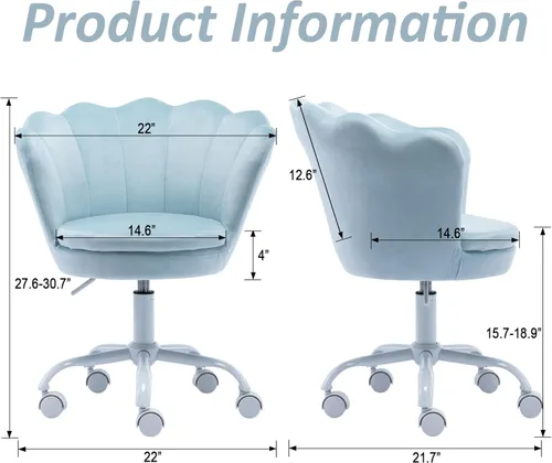 Miniatura 3 de Silla de escritorio de terciopelo para niños, bonita silla de computadora moderna tapizada, con brazo giratorio, silla de tocador ajustable
