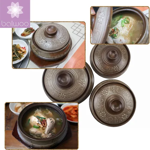 Miniatura 4 de Olla coreana de barro de barro Ttukbaegi, Esmalte de barro natural de cerámica de arcilla Cazuela de cocción de arcilla, Olla de cerámica resistente