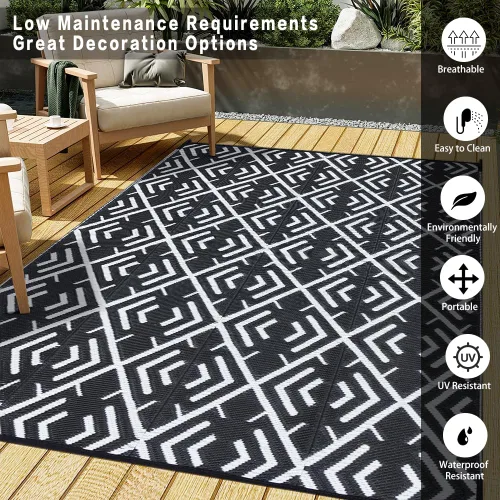 Miniatura 3 de HUGEAR Alfombras para exteriores, gran alfombra impermeable para exteriores, reversible, portátil, de plástico, para caravana, cubierta, camping