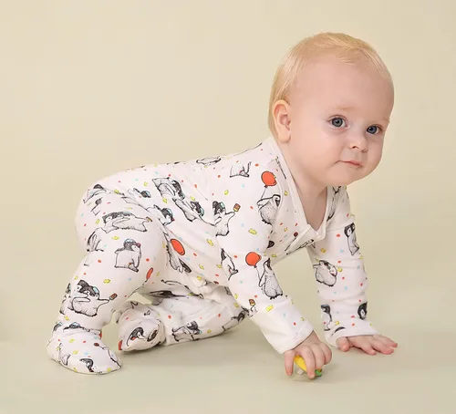 Miniatura 3 de Owlivia - Mameluco de algodón orgánico con cremallera frontal para bebé, de manga larga, para niño o niña