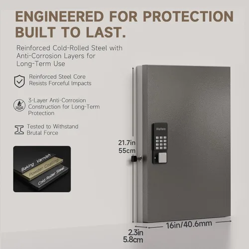 Miniatura 2 de WeHere Caja de cerradura inteligente de 72 teclas, gabinete de llaves de montaje en pared con aplicación de gestión de llaves