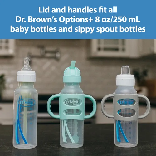 Miniatura 5 de Dr. Brown's Milestones - Vaso entrenador con popote estrecho y asas de silicona 100%, a prueba de derrames, con popote ponderado, 8 onzas/250 mL