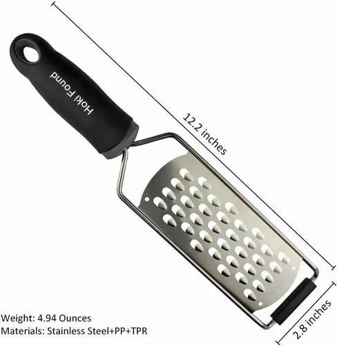 Miniatura 2 de Hoki Found Trituradora de queso grueso de acero inoxidable - Zester, rallador de verduras y frutas - Negro
