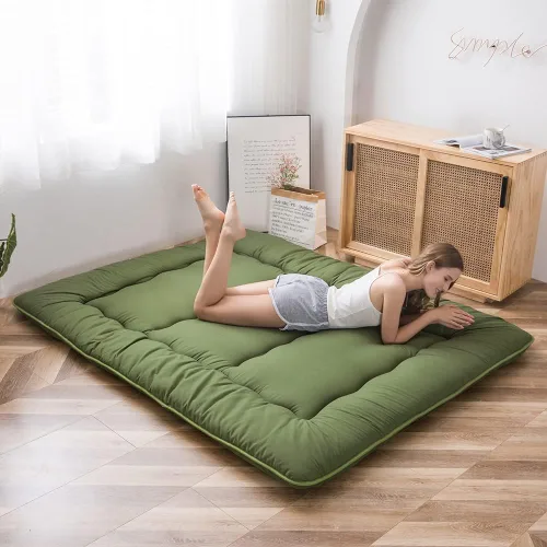 Miniatura 3 de MAXYOYO Colchón de piso japonés tipo futón, colchón de tatami acolchado, colchoneta para dormir enrollable, tumbona para el suelo, cama de sofá Verde