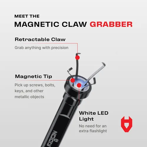 Miniatura 2 de NoCry Herramienta de recogida de garra magnética flexible con luz LED brillante - Herramienta de recogida magnética retráctil de 27.7 pulgadas