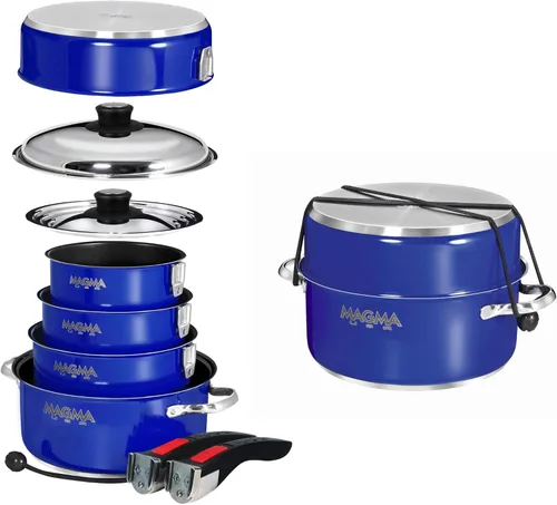 Miniatura 5 de Magma Juego de utensilios de cocina gourmet de acero inoxidable de 10 piezas con cerámica antiadherente, compatible con inducción, apto para horno