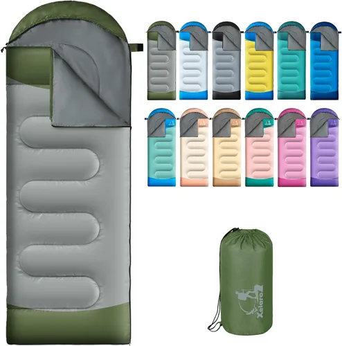 Miniatura 16 de Sacos de dormir para adultos y niños - 3 estaciones para clima frío y cálido, impermeables para acampar - Sacos de dormir ligeros para camping