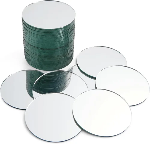Juvale Azulejos de espejo de vidrio para manualidades, 3 pulgadas, redondos, transparentes, paquete de 50 unidades, espejos para manualidades y