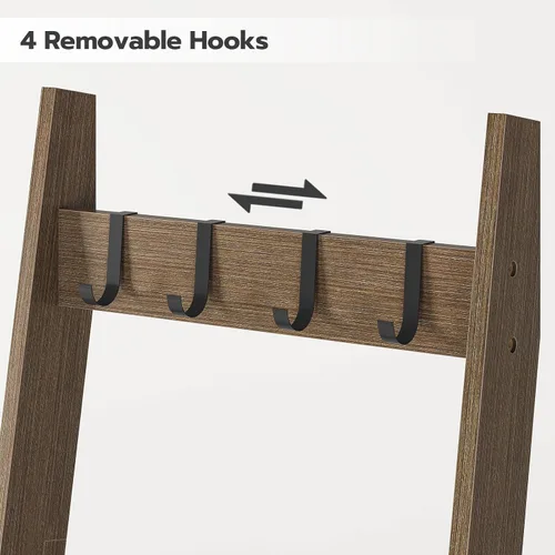 Miniatura 7 de HOOBRO Escalera para Mantas para Sala de Estar y Dormitorio, Estantería de Pared Inclinada de 5 Niveles para Toallas de Baño, Estantería