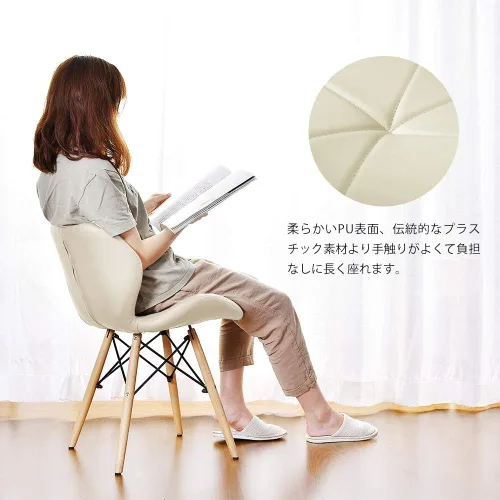 Miniatura 6 de OSJ Dining Chair, Laser, PU Seat, Eames, Modern Design, Natural Wood Legs, Eames, Nordic, Stylish, Designers, Reproduction, 1 Leg