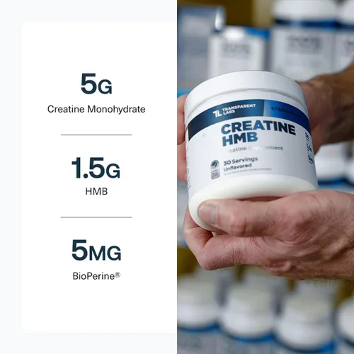 Miniatura 7 de Transparent Labs Creatine HMB - Monohidrato de creatina en polvo con HMB para crecimiento muscular, mayor fuerza, mayor producción de energía