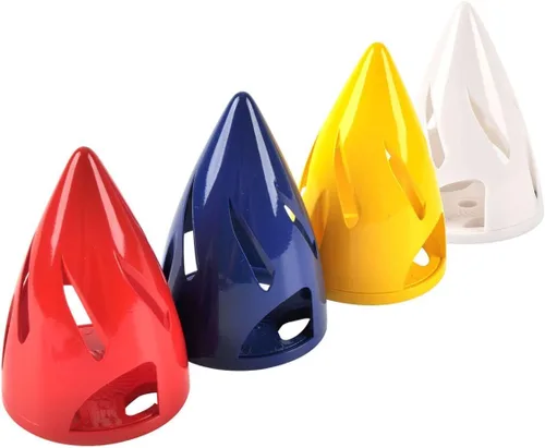 Miniatura 4 de Cubierta de hélice de cono hueco de plástico blanco con punta giratoria de 2.25 pulgadas, 2 aperturas para modelo de avión RC (azul) (rojo)