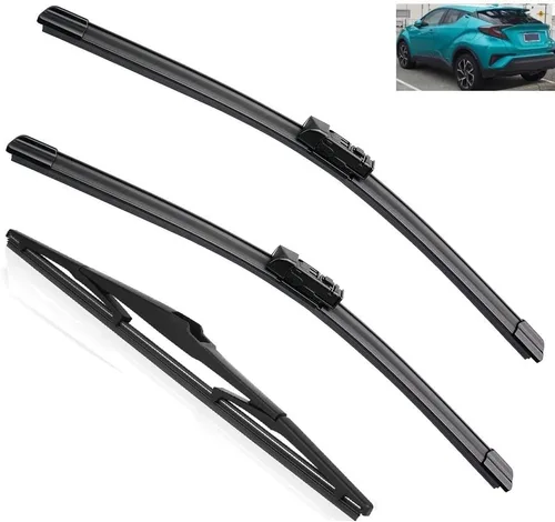 Juego de limpiaparabrisas LHD RHD delantero y trasero compatible con Toyota C-HR CHR 2016-2020 limpiaparabrisas de 26 + 16 + 14 pulgadas (color :
