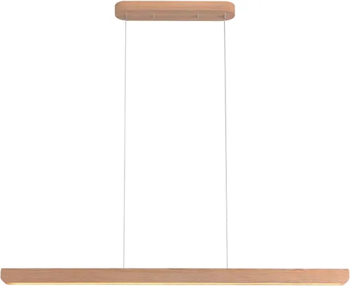 Miniatura 11 de Lámpara colgante lineal natural de madera maciza de 3 luces, moderna lámpara colgante LED regulable, candelabro para mesa de comedor, isla