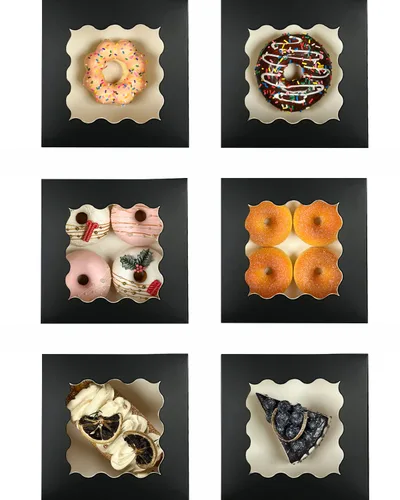 Miniatura 8 de Bakepacker 100 piezas Cajas Negras para Galletas 6x6x3 pulgadas Fácil Montaje Cajas de Pastelería Macarrones Cajas de Panadería con Ventana