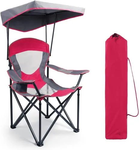 Miniatura 12 de HIGH POINT SPORTS Silla de descanso resistente con toldo para senderismo, silla de viaje, silla plegable para exteriores, campamento, patio, soporta