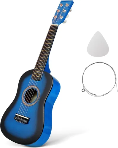 Toddmomy Guitarra acústica pequeña de 23 pulgadas, instrumento popular de 6 cuerdas para niños, juguete de aprendizaje de música para principiantes