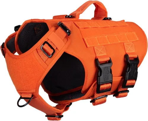 Miniatura 16 de ICEFANG - Arnés táctico para perro con 6 hebillas, chaleco con sistema molle con asa para perro, 3/4 del cuerpo, panel con velcro para parche