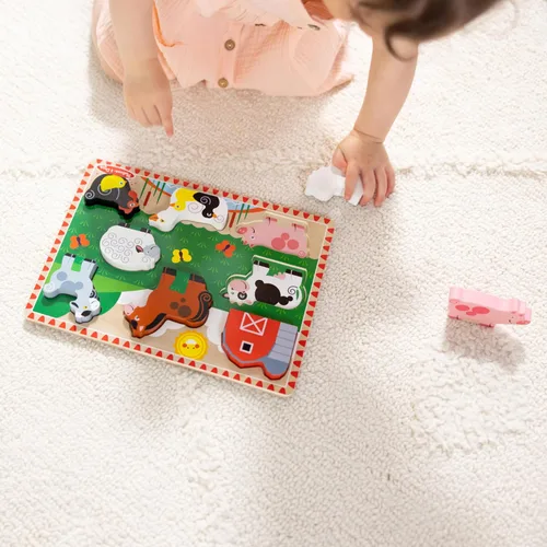 Miniatura 7 de Rompecabezas de madera de piezas grandes Melissa & Doug, granja (8 unidades) - Certificado FSC