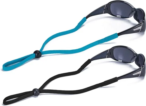 SHINKODA Adjustable Glasses Strap for Adults and Kids | 2-Pack Eyewear Retainer Cord for Reading, Safety, Sports & Sunglasses negro y verde azulado