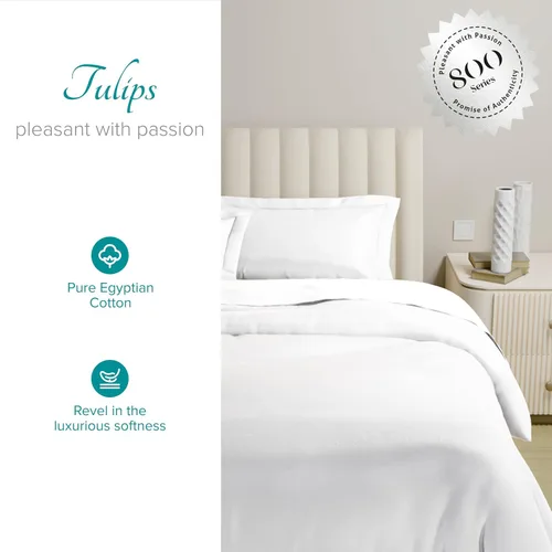 Miniatura 3 de Carressa Linen Funda de edredón de tamaño individual, 100% algodón egipcio, tamaño individual, serie 800 tulipanes colección ropa de cama