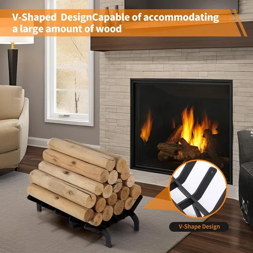 Miniatura 3 de Rejilla para chimenea, rejilla de chimenea de 16 pulgadas, resistente de acero de alto carbono, para interiores y exteriores, para estufa de leña