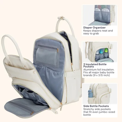 Miniatura 77 de BabbleRoo - Mochila para pañales - Bolso de viaje con artículos esenciales para bebés - Mochila multifunción resistente al agua, bolso de viaje