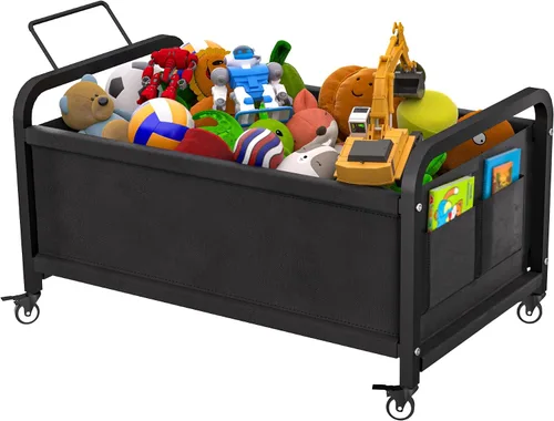 Caja grande de juguetes para niños de 80 litros con ruedas, organizador de almacenamiento de baúl de juguetes para niños pequeños, niños, niñas,