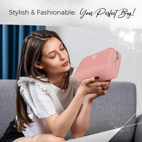 Miniatura 4 de BOACAY Bolsa de maquillaje grande, bolsa de cosméticos de viaje para mujer, organizador de artículos de tocador con cremallera para bolso, estuche