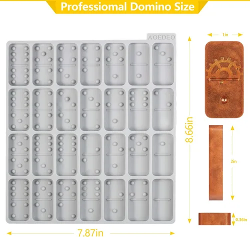Miniatura 3 de Moldes de dominó redondos y gruesos para fundición de resina para dominó de silicona con bordes redondos, brillantes, sin arañazos y duraderos