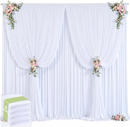 Miniatura 52 de 20 pies x 12 pies Cortinas de Telón de Fondo Azul Bebé Sin Arrugas para Bodas y Fiestas, Telón de Fondo de Tela Azul, Cortinas para Bodas