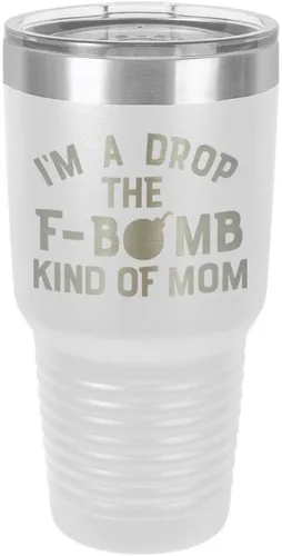 Miniatura 22 de I'M A DROP THE F BOMB KIND OF MOM Vaso negro de 30 onzas con popote y tapa superior deslizante Taza de viaje de acero inoxidable Comparar