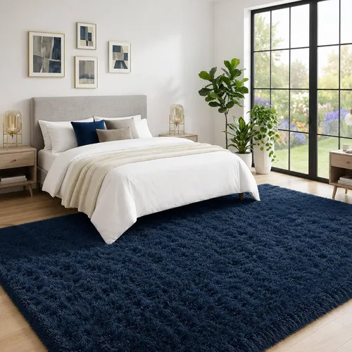 Miniatura 49 de Alfombra mullida de 5 x 8 pies, apta para mascotas, de fácil cuidado, ultra suave, con respaldo antideslizante, moderna alfombra de felpa mullida