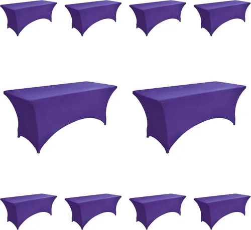 Miniatura 32 de Paquete de 2 Cubiertas de Mesa de Spandex de 4 pies para Mesas Plegables Rectangulares - Manteles Elásticos Ajustados Resistentes a las Arrugas