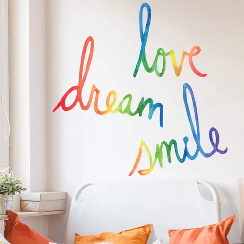 Decoración de citas inspiradoras para sala de estar, dormitorio, aula, sala de juegos, guardería, calcomanías de pared con sonrisa de amor para Amor