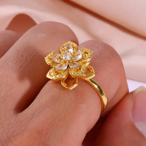 Miniatura 25 de Sunflower Ring Spinning Fidget Rings for Anxiety Open Adjustable Spinner Sun Ring Creative Relieving Stress Rotating Jewelry