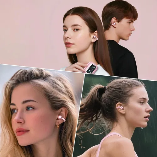 Miniatura 9 de Auriculares abiertos, auriculares inalámbricos con clip Bluetooth 6.0 con funda para pantalla táctil, ligeros de 0.11 oz, auriculares de conducción